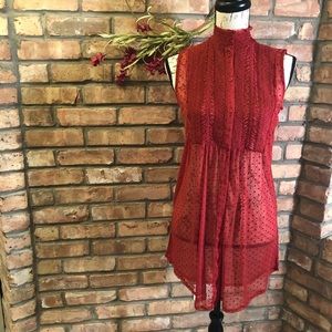 ANTHROPOLOGIE Vanessa Virginia Sheer High Neck Top